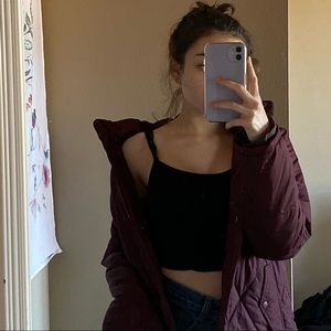burgundy puffer jacket!